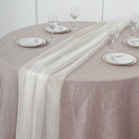 Chiffon 6ft Table Runner Ivory - Flowy & Lightweight Table Decor