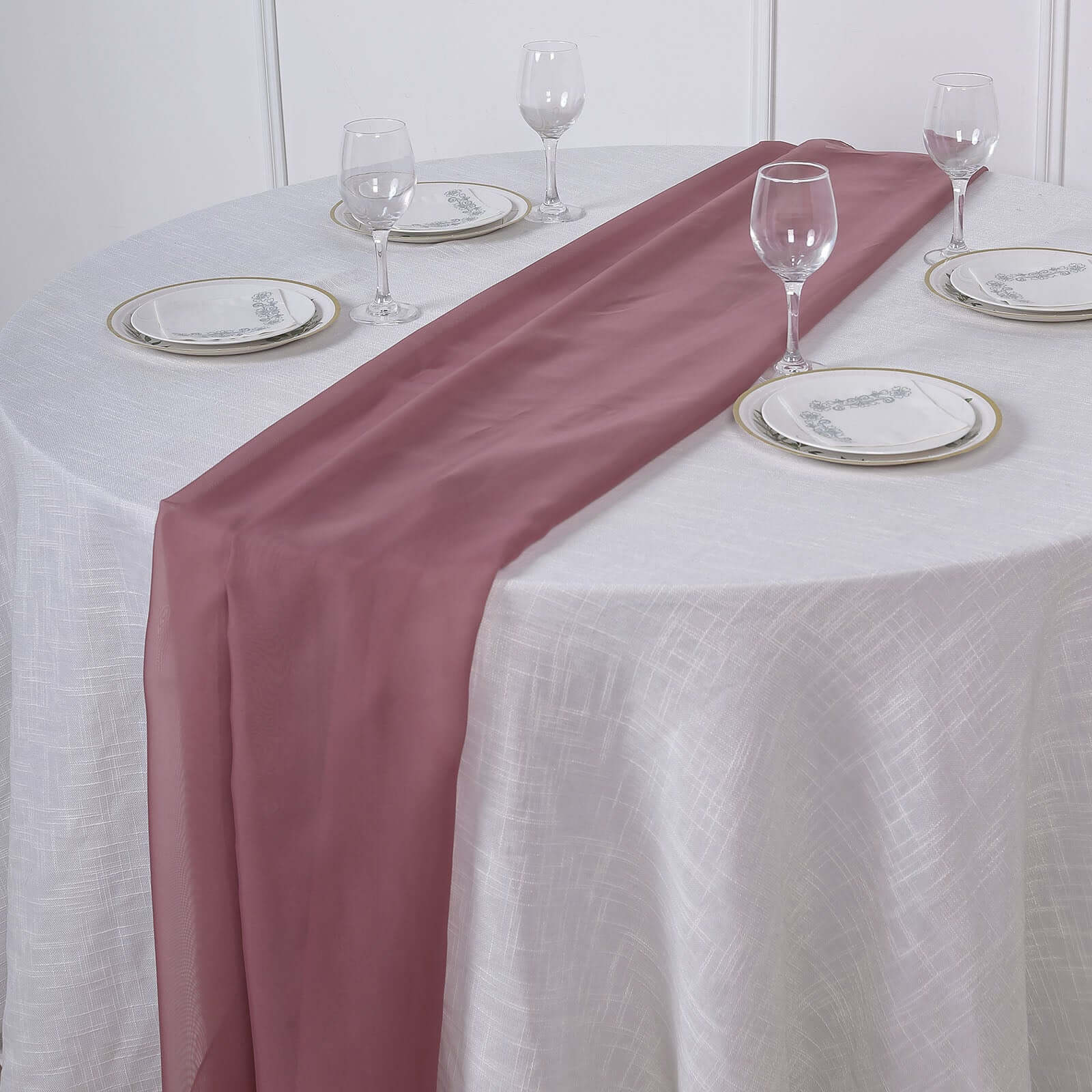 Chiffon 6ft Table Runner Mauve/Cinnamon Rose - Flowy & Lightweight Table Decor