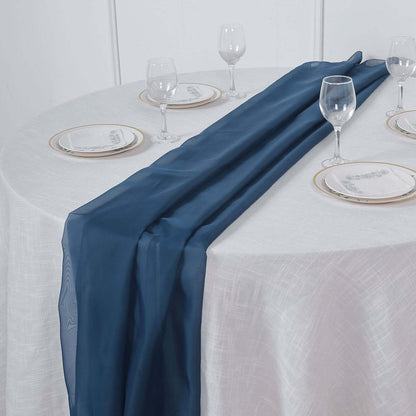 Chiffon 6ft Table Runner Navy Blue - Flowy & Lightweight Table Decor