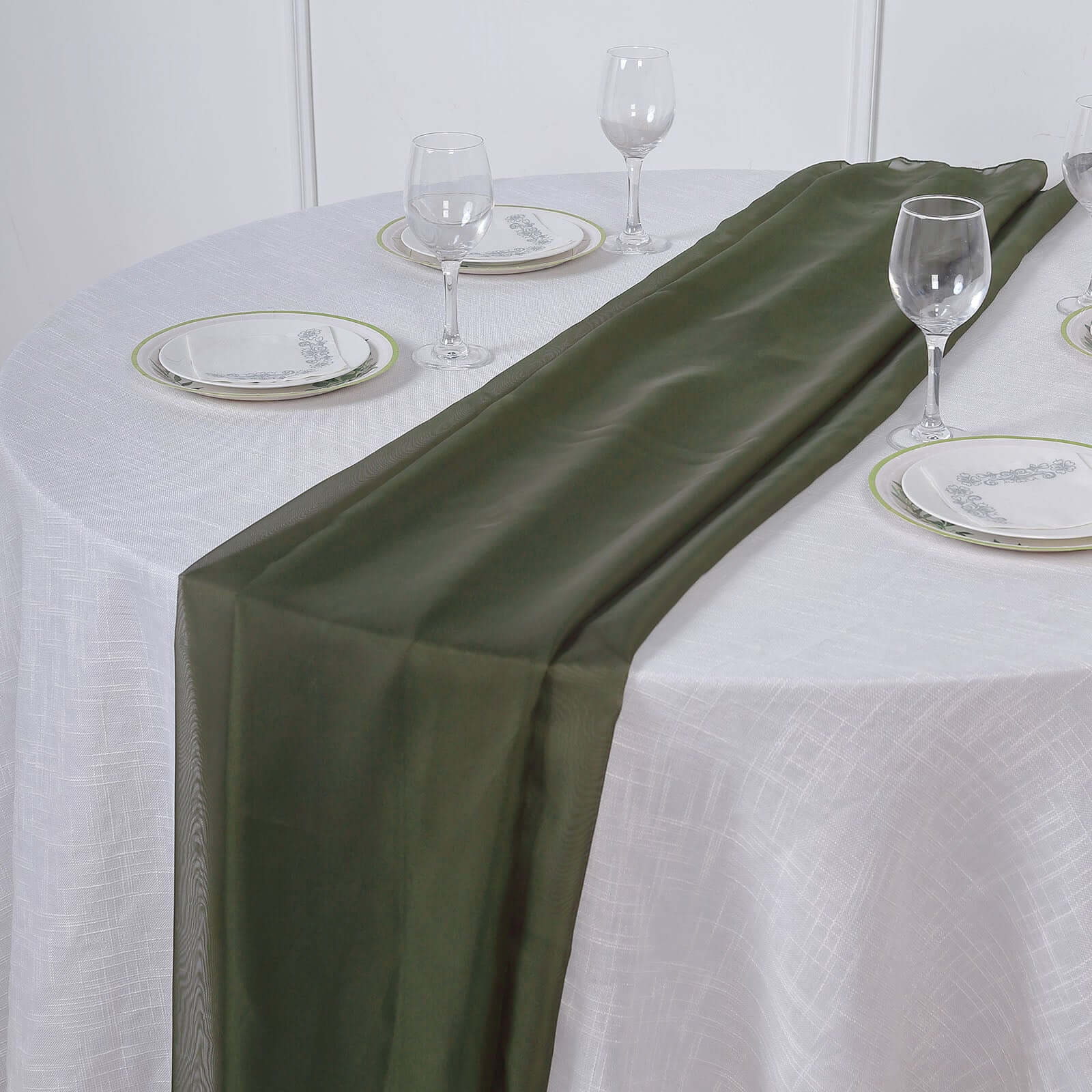 Chiffon 6ft Table Runner Olive Green - Flowy & Lightweight Table Decor