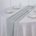 Chiffon 6ft Table Runner Silver - Flowy & Lightweight Table Decor