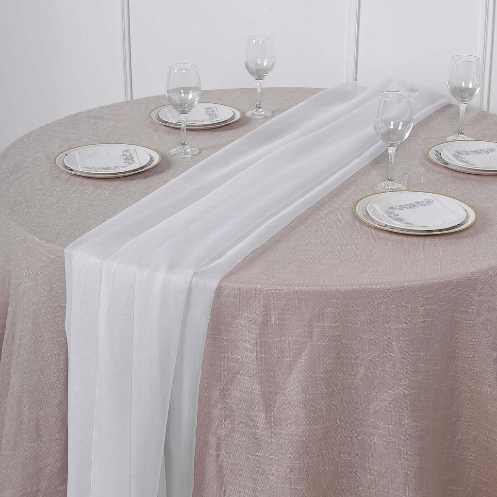 Chiffon 6ft Table Runner White - Chic Flowy & Lightweight Table Decor
