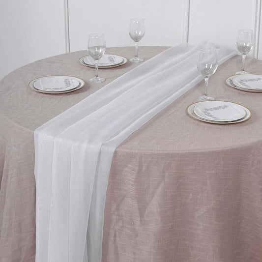 Chiffon 6ft Table Runner White - Chic Flowy & Lightweight Table Decor