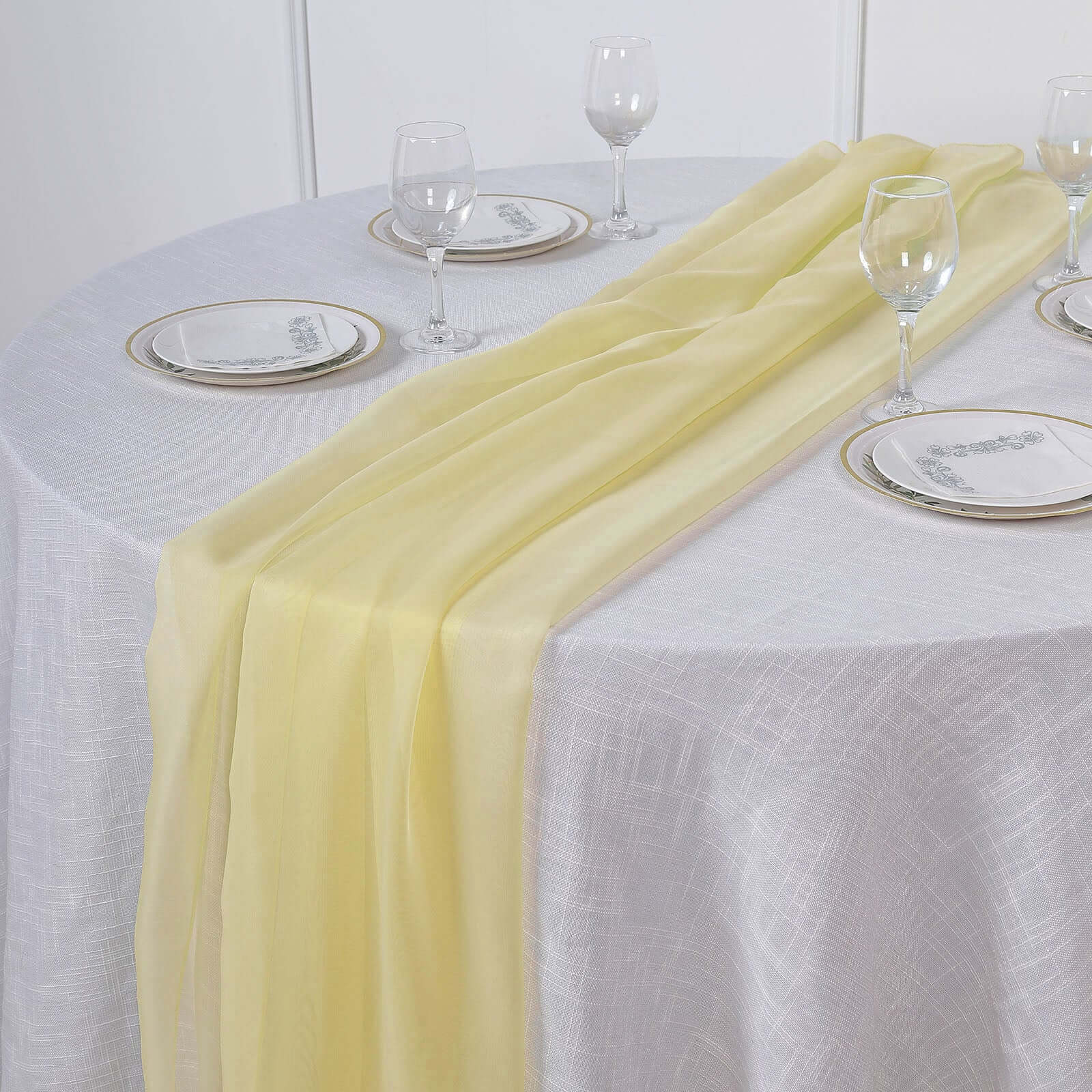 Chiffon 6ft Table Runner Yellow - Flowy & Lightweight Table Decor