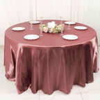 Satin 120" Round Tablecloth Cinnamon Rose - Stylish Seamless Table Cover