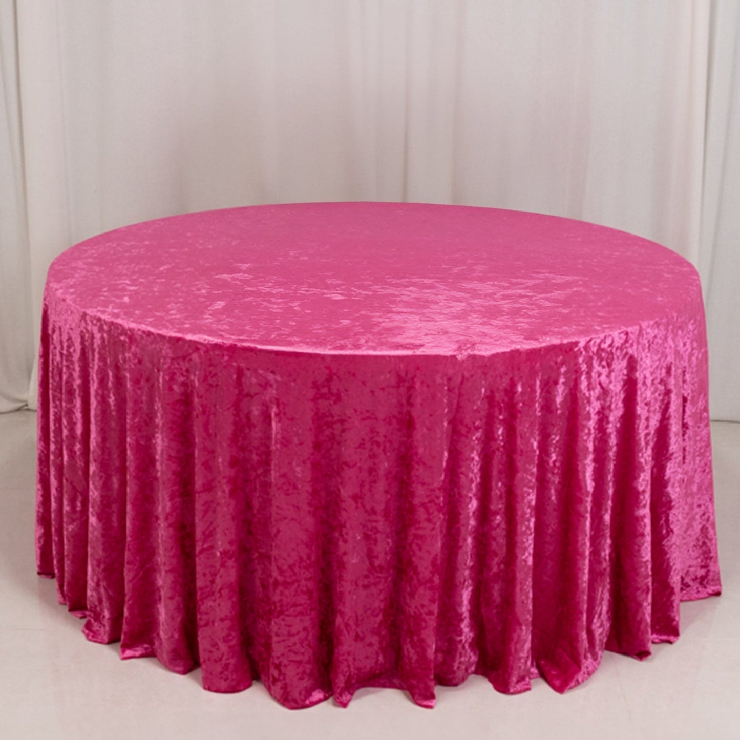 Premium Crushed Velvet 120" Round Tablecloth Fuchsia - Reusable Soft & Stylish Seamless Table Cover - Bell Racket Store