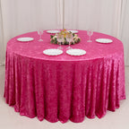 Premium Crushed Velvet 120" Round Tablecloth Fuchsia - Reusable Soft & Stylish Seamless Table Cover - Bell Racket Store