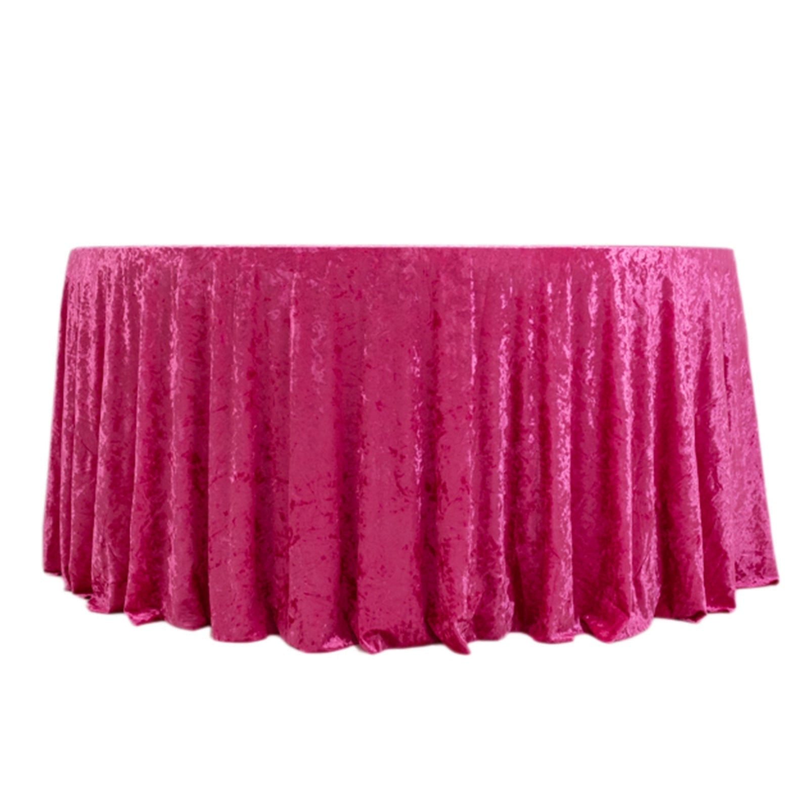 Premium Crushed Velvet 120" Round Tablecloth Fuchsia - Reusable Soft & Stylish Seamless Table Cover - Bell Racket Store