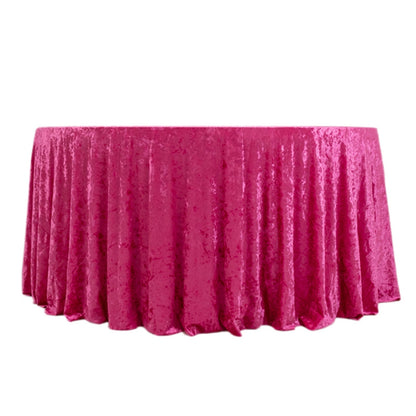 Premium Crushed Velvet 120" Round Tablecloth Fuchsia - Reusable Soft & Stylish Seamless Table Cover - Bell Racket Store