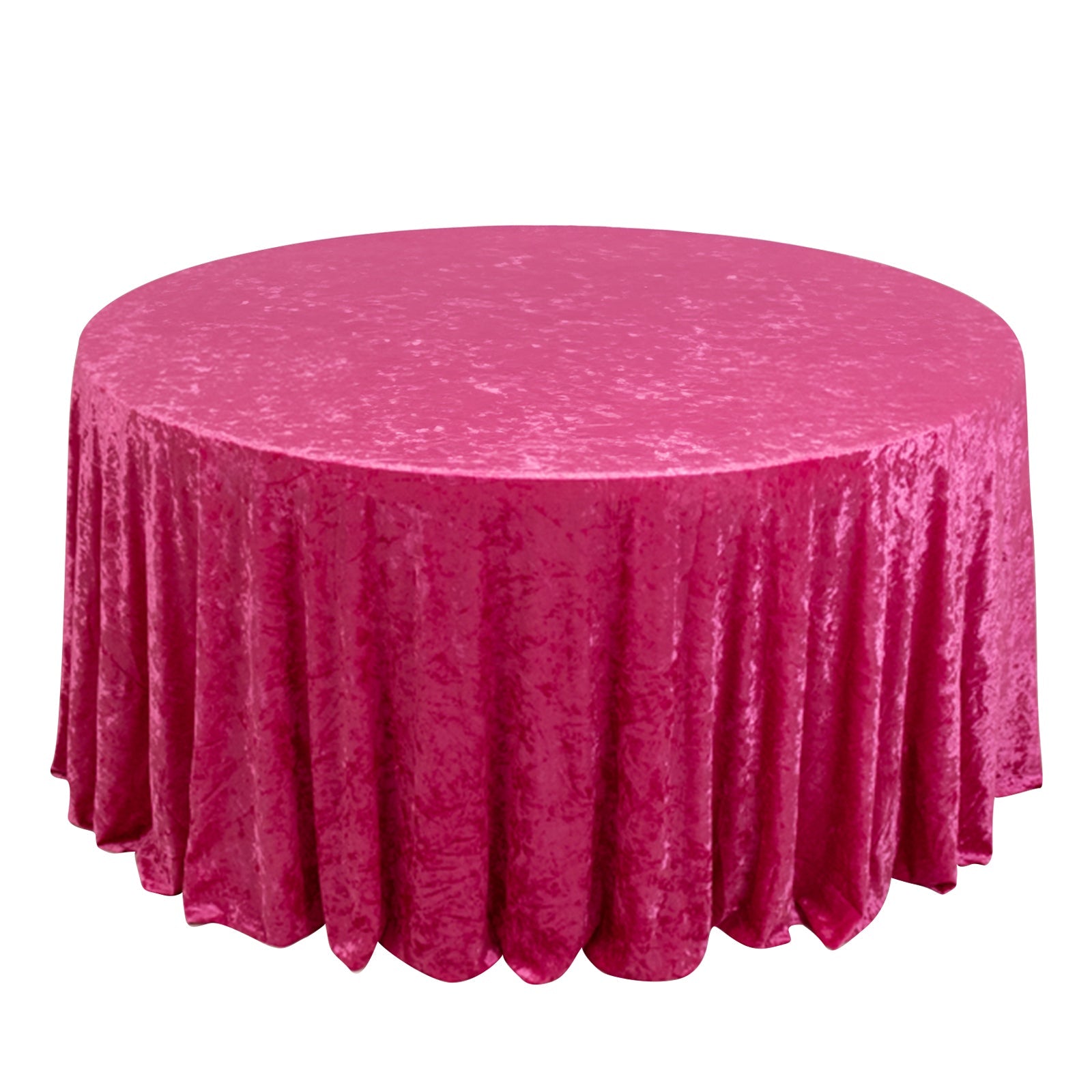 Premium Crushed Velvet 120" Round Tablecloth Fuchsia - Reusable Soft & Stylish Seamless Table Cover - Bell Racket Store