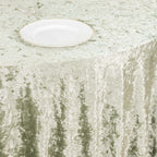 Premium Crushed Velvet 120" Round Tablecloth Sage Green - Reusable Soft & Stylish Seamless Table Cover - Bell Racket Store
