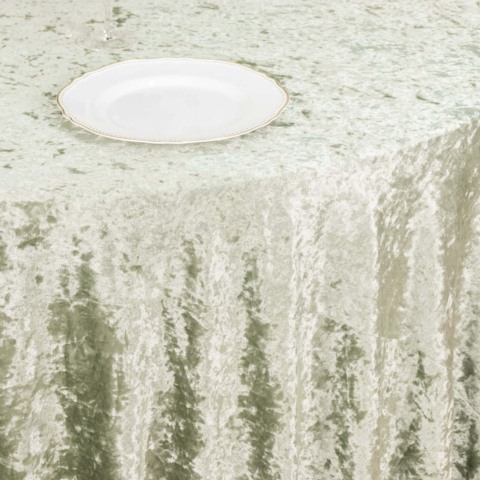 Premium Crushed Velvet 120" Round Tablecloth Sage Green - Reusable Soft & Stylish Seamless Table Cover - Bell Racket Store