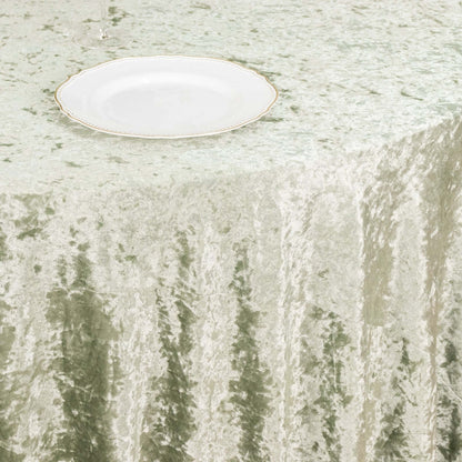 Premium Crushed Velvet 120" Round Tablecloth Sage Green - Reusable Soft & Stylish Seamless Table Cover - Bell Racket Store