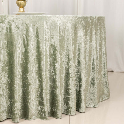 Premium Crushed Velvet 120" Round Tablecloth Sage Green - Reusable Soft & Stylish Seamless Table Cover - Bell Racket Store
