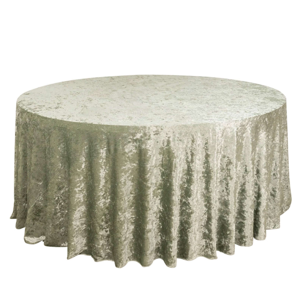 Premium Crushed Velvet 120" Round Tablecloth Sage Green - Reusable Soft & Stylish Seamless Table Cover - Bell Racket Store
