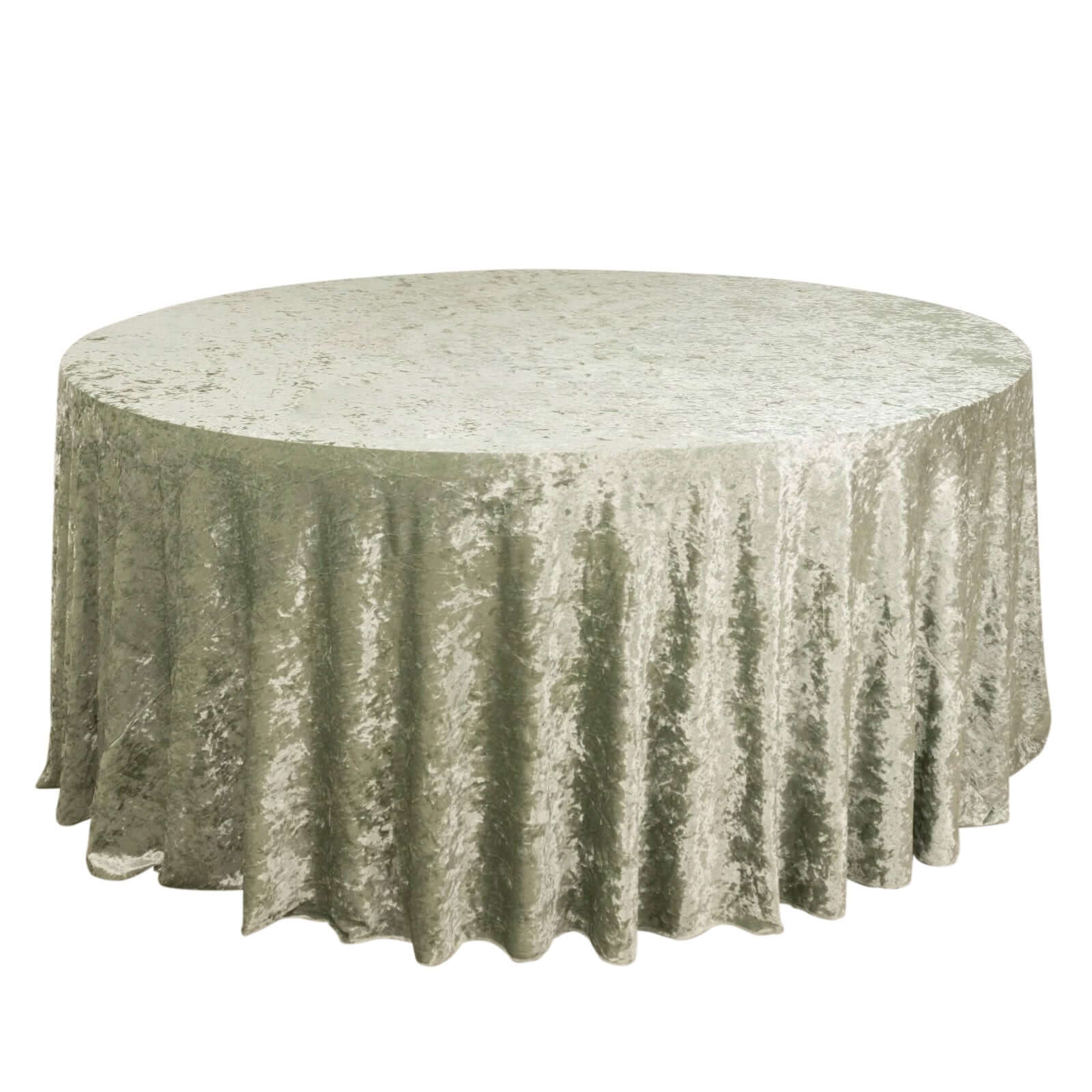 Premium Crushed Velvet 120" Round Tablecloth Sage Green - Reusable Soft & Stylish Seamless Table Cover - Bell Racket Store