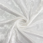 Premium Crushed Velvet 120" Round Tablecloth White - Reusable Soft & Stylish Seamless Table Cover - Bell Racket Store