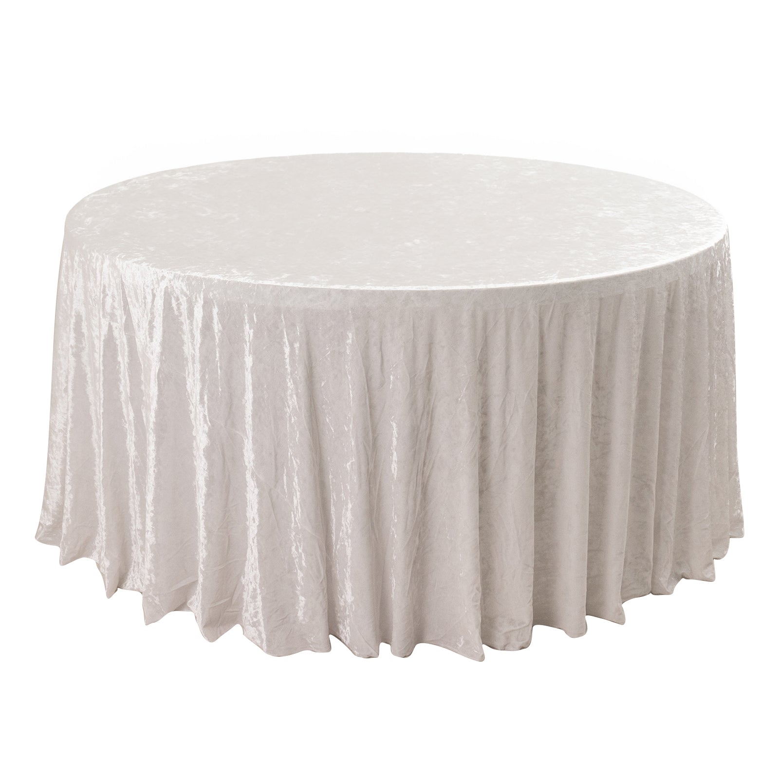 Premium Crushed Velvet 120" Round Tablecloth White - Reusable Soft & Stylish Seamless Table Cover - Bell Racket Store