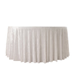 Premium Crushed Velvet 120" Round Tablecloth White - Reusable Soft & Stylish Seamless Table Cover - Bell Racket Store