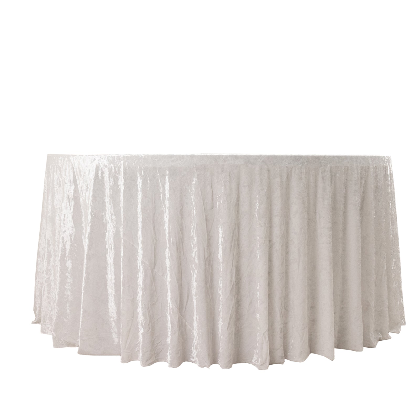 Premium Crushed Velvet 120" Round Tablecloth White - Reusable Soft & Stylish Seamless Table Cover - Bell Racket Store
