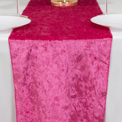 Premium Crushed Velvet 12"x108" Table Runner Fuchsia - Soft & Wrinkle - Resistant Table Linen - Bell Racket Store