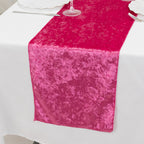 Premium Crushed Velvet 12"x108" Table Runner Fuchsia - Soft & Wrinkle - Resistant Table Linen - Bell Racket Store