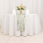 Premium Crushed Velvet 12"x108" Table Runner Sage Green - Soft & Wrinkle - Resistant Table Linen - Bell Racket Store