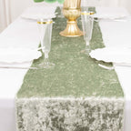 Premium Crushed Velvet 12"x108" Table Runner Sage Green - Soft & Wrinkle - Resistant Table Linen - Bell Racket Store