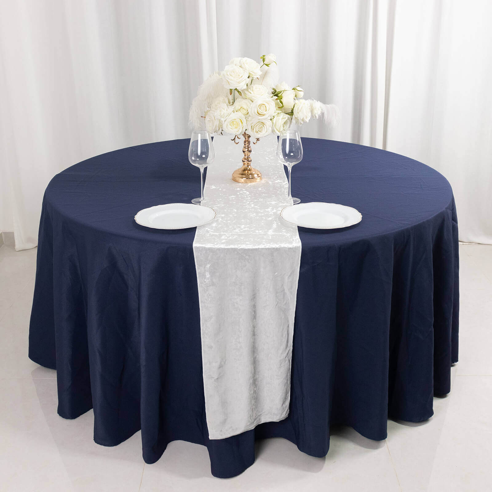 Premium Crushed Velvet 12"x108" Table Runner White - Soft & Wrinkle - Resistant Table Linen for Events - Bell Racket Store