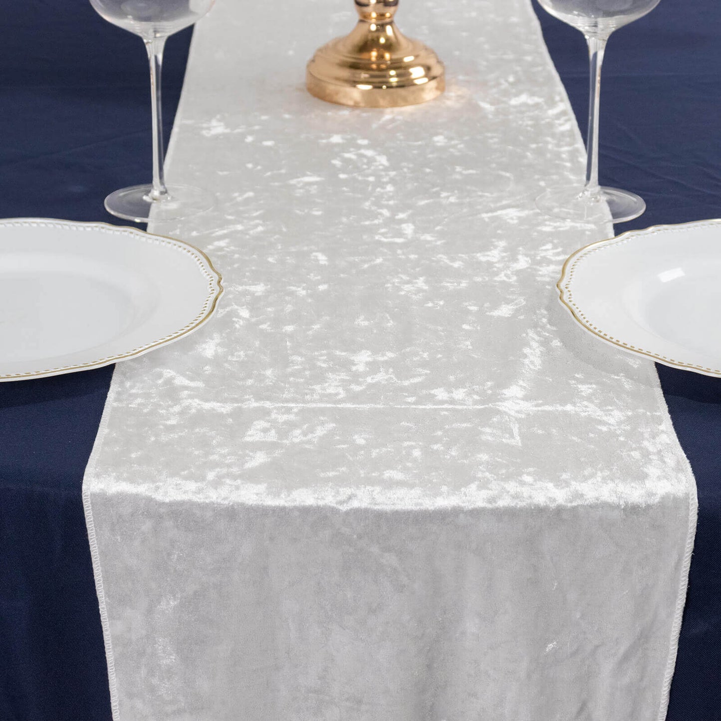 Premium Crushed Velvet 12"x108" Table Runner White - Soft & Wrinkle - Resistant Table Linen for Events - Bell Racket Store