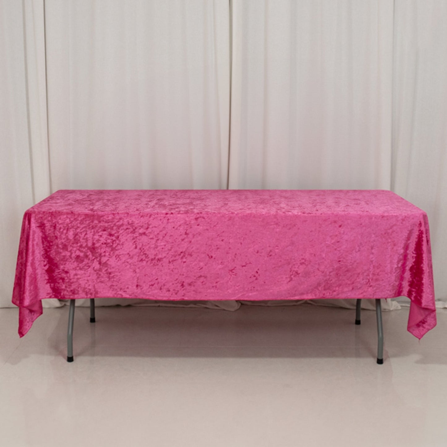 Premium Crushed Velvet 60"x102" Rectangle Tablecloth Fuchsia - Reusable Soft Table Cover - Bell Racket Store