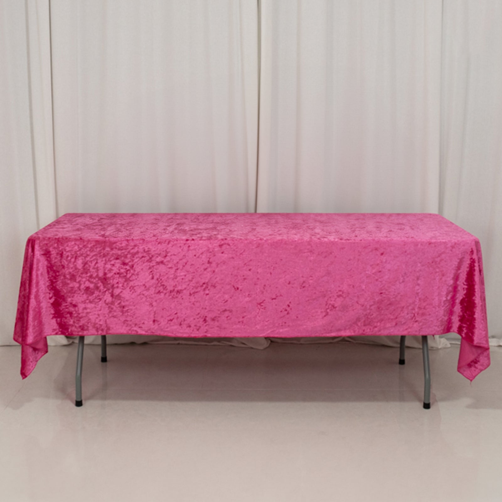 Premium Crushed Velvet 60"x102" Rectangle Tablecloth Fuchsia - Reusable Soft Table Cover - Bell Racket Store