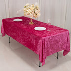 Premium Crushed Velvet 60"x102" Rectangle Tablecloth Fuchsia - Reusable Soft Table Cover - Bell Racket Store