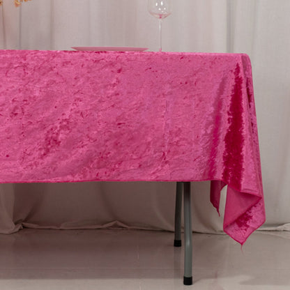 Premium Crushed Velvet 60"x102" Rectangle Tablecloth Fuchsia - Reusable Soft Table Cover - Bell Racket Store
