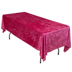 Premium Crushed Velvet 60"x102" Rectangle Tablecloth Fuchsia - Reusable Soft Table Cover - Bell Racket Store