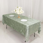 Premium Crushed Velvet 60"x102" Rectangle Tablecloth Sage Green - Reusable Soft Table Cover - Bell Racket Store