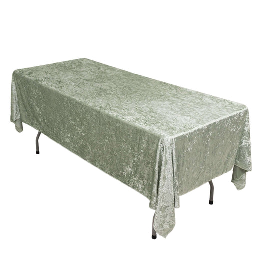 Premium Crushed Velvet 60"x102" Rectangle Tablecloth Sage Green - Reusable Soft Table Cover - Bell Racket Store