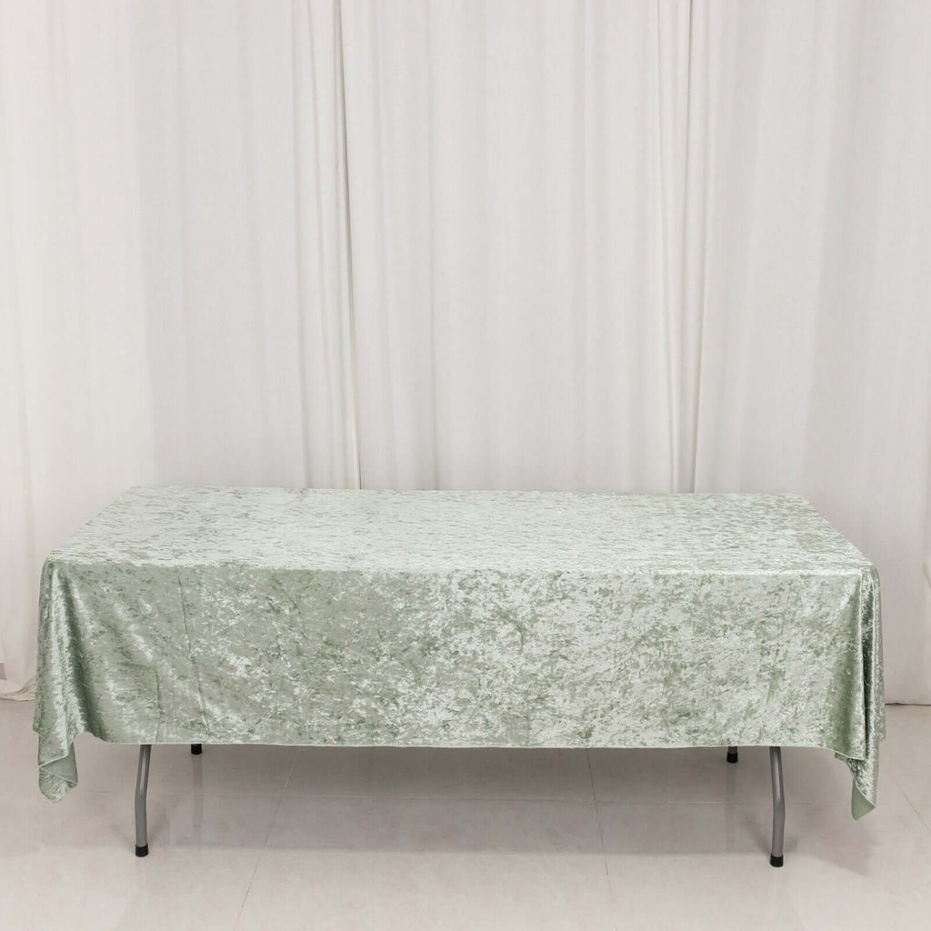 Premium Crushed Velvet 60"x102" Rectangle Tablecloth Sage Green - Reusable Soft Table Cover - Bell Racket Store