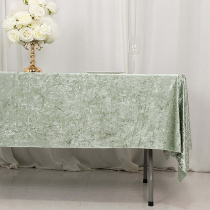 Premium Crushed Velvet 60"x102" Rectangle Tablecloth Sage Green - Reusable Soft Table Cover - Bell Racket Store