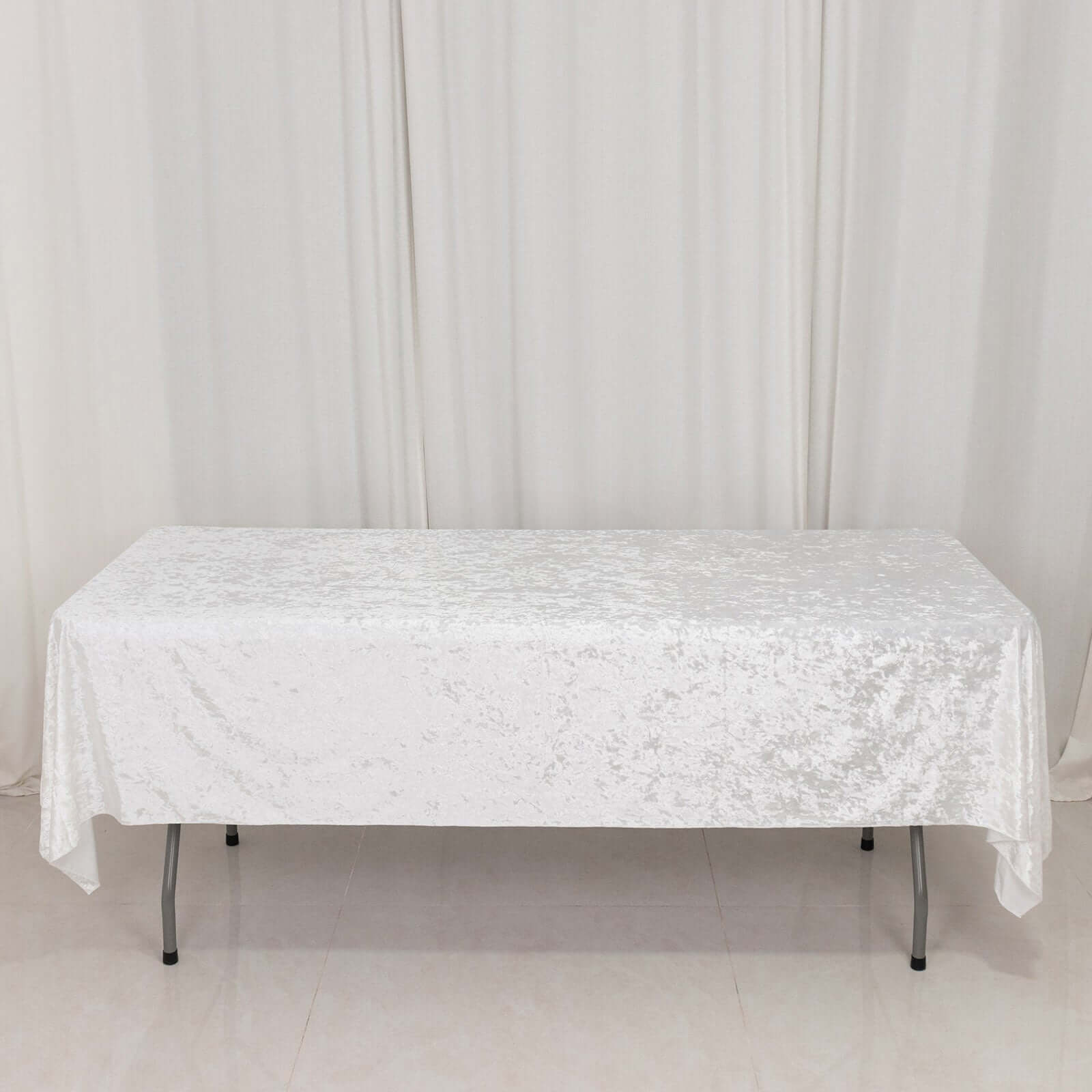 Premium Crushed Velvet 60"x102" Rectangle Tablecloth White - Reusable Soft & Classy Table Cover - Bell Racket Store