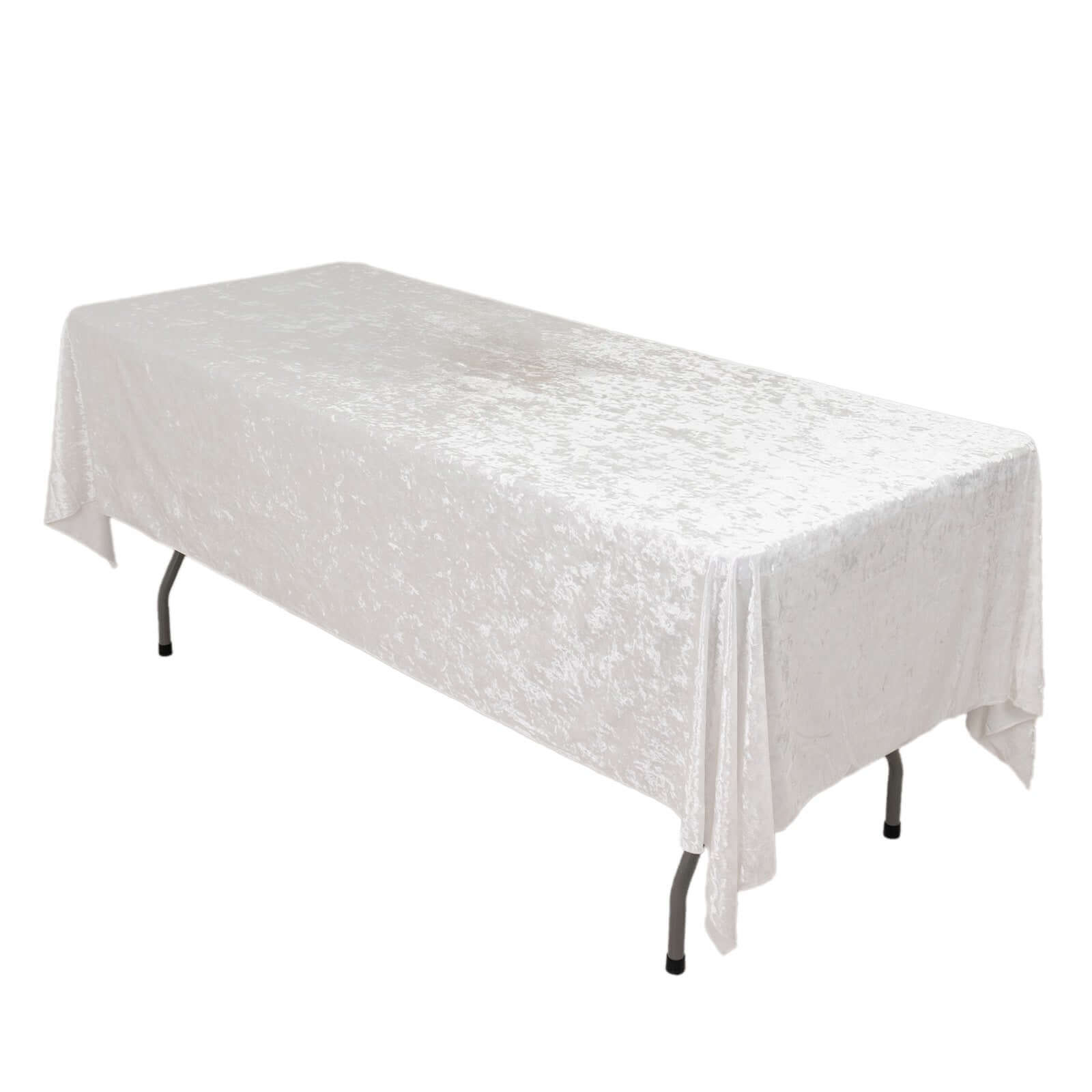 Premium Crushed Velvet 60"x102" Rectangle Tablecloth White - Reusable Soft & Classy Table Cover - Bell Racket Store