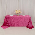 Premium Crushed Velvet 90"x132" Rectangle Tablecloth Fuchsia - Reusable Soft & Seamless Table Cover - Bell Racket Store