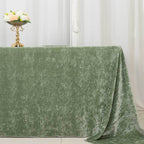 Premium Crushed Velvet 90"x132" Rectangle Tablecloth Sage Green - Reusable Soft & Seamless Table Cover - Bell Racket Store