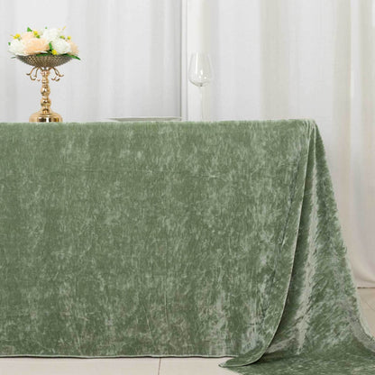 Premium Crushed Velvet 90"x132" Rectangle Tablecloth Sage Green - Reusable Soft & Seamless Table Cover - Bell Racket Store
