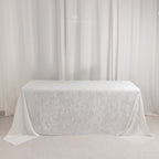Premium Crushed Velvet 90"x132" Rectangle Tablecloth White - Reusable Soft & Graceful Seamless Table Cover - Bell Racket Store