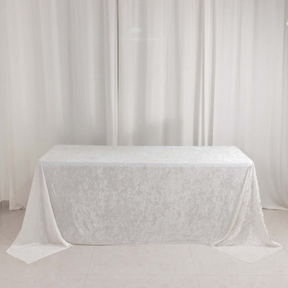 Premium Crushed Velvet 90"x132" Rectangle Tablecloth White - Reusable Soft & Graceful Seamless Table Cover - Bell Racket Store