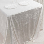 Premium Crushed Velvet 90"x132" Rectangle Tablecloth White - Reusable Soft & Graceful Seamless Table Cover - Bell Racket Store