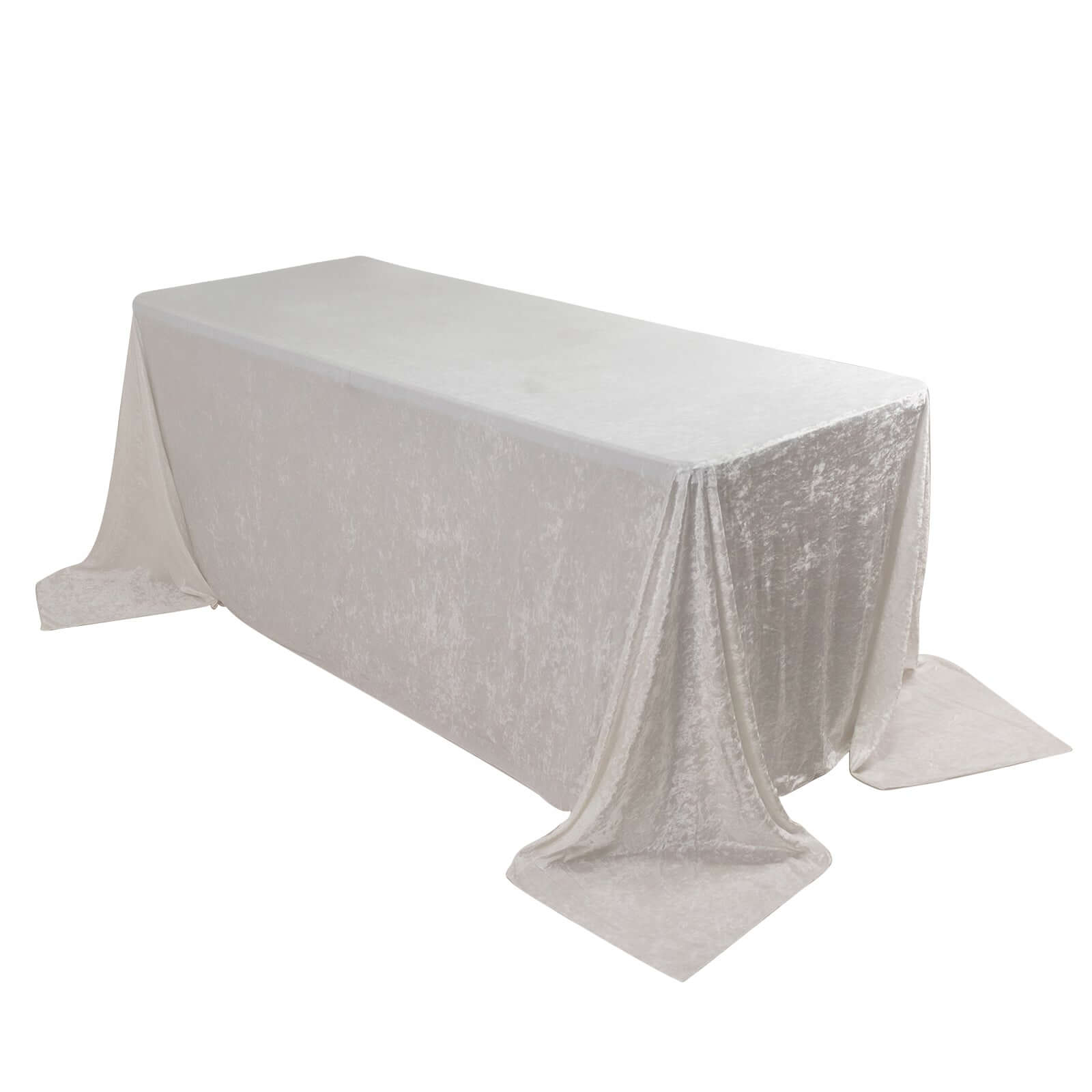 Premium Crushed Velvet 90"x132" Rectangle Tablecloth White - Reusable Soft & Graceful Seamless Table Cover - Bell Racket Store