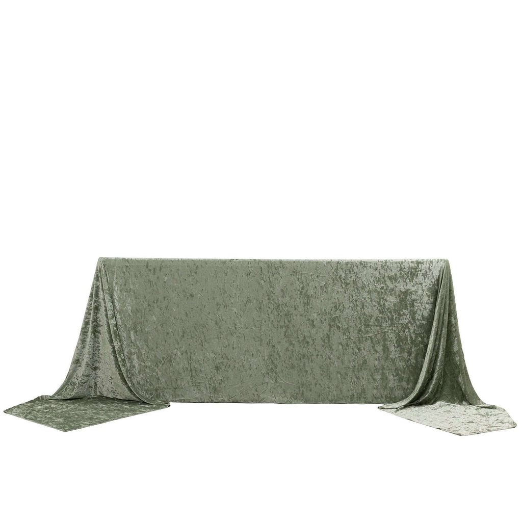 Premium Crushed Velvet 90"x156" Rectangle Tablecloth Sage Green - Reusable Soft Seamless Table Cover - Bell Racket Store