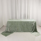 Premium Crushed Velvet 90"x156" Rectangle Tablecloth Sage Green - Reusable Soft Seamless Table Cover - Bell Racket Store